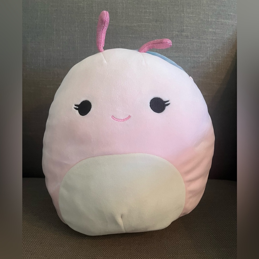 Cute 10” Pink and White Snail Squishmallow